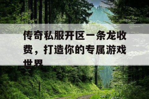 传奇私服开区一条龙收费，打造你的专属游戏世界