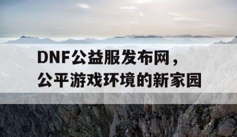 DNF公益服发布网，公平游戏环境的新家园