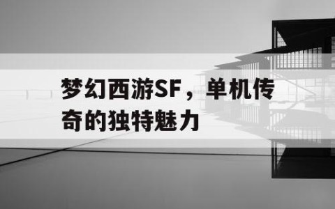 梦幻西游SF，单机传奇的独特魅力