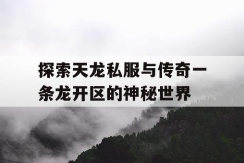 探索天龙私服与传奇一条龙开区的神秘世界