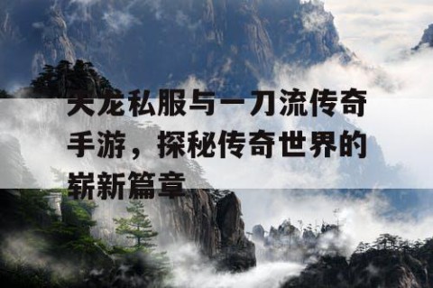 天龙私服与一刀流传奇手游，探秘传奇世界的崭新篇章