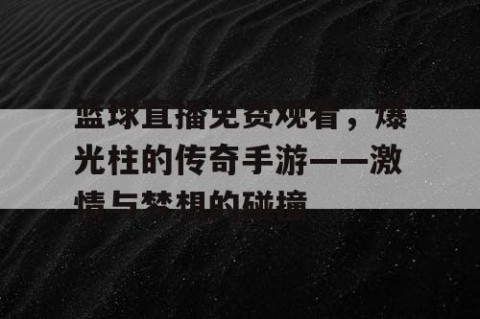 篮球直播免费观看，爆光柱的传奇手游——激情与梦想的碰撞