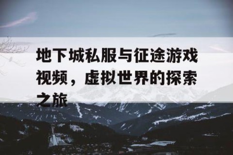 地下城私服与征途游戏视频，虚拟世界的探索之旅