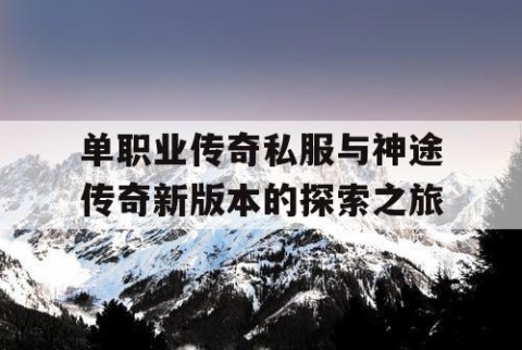 单职业传奇私服与神途传奇新版本的探索之旅