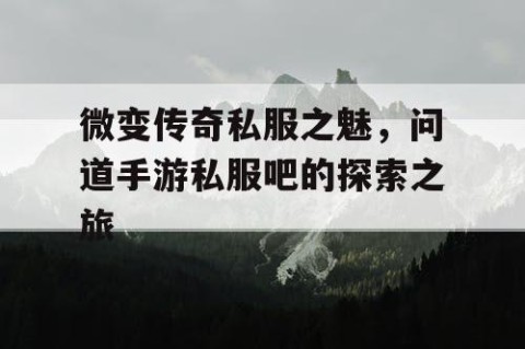微变传奇私服之魅，问道手游私服吧的探索之旅