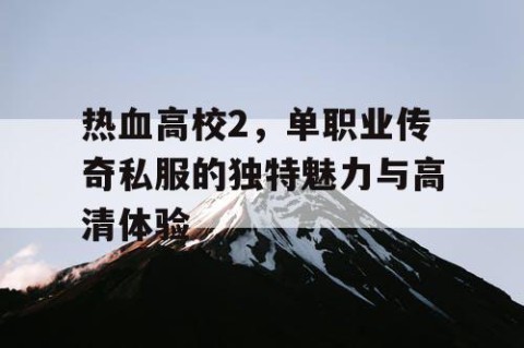 热血高校2，单职业传奇私服的独特魅力与高清体验