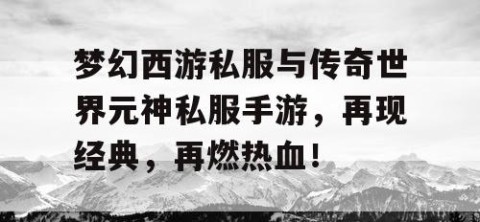 梦幻西游私服与传奇世界元神私服手游，再现经典，再燃热血！