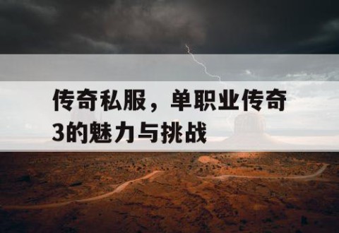 传奇私服，单职业传奇3的魅力与挑战