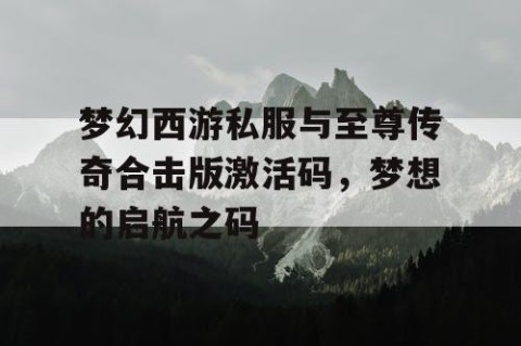 梦幻西游私服与至尊传奇合击版激活码，梦想的启航之码