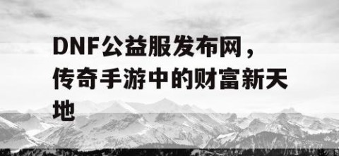 DNF公益服发布网，传奇手游中的财富新天地