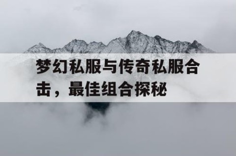 梦幻私服与传奇私服合击，最佳组合探秘