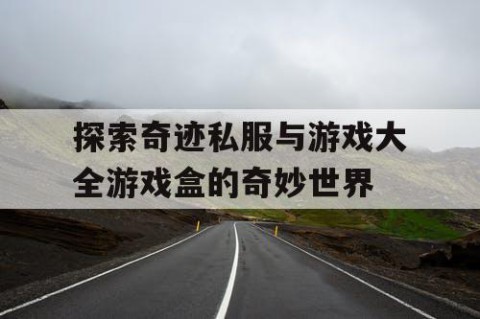 探索奇迹私服与游戏大全游戏盒的奇妙世界