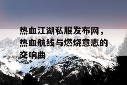 热血江湖私服发布网，热血航线与燃烧意志的交响曲