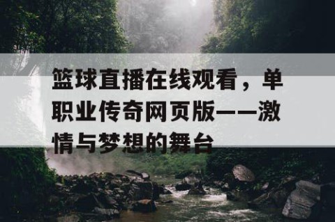 篮球直播在线观看,单职业传奇网页版——激情与梦想的舞台