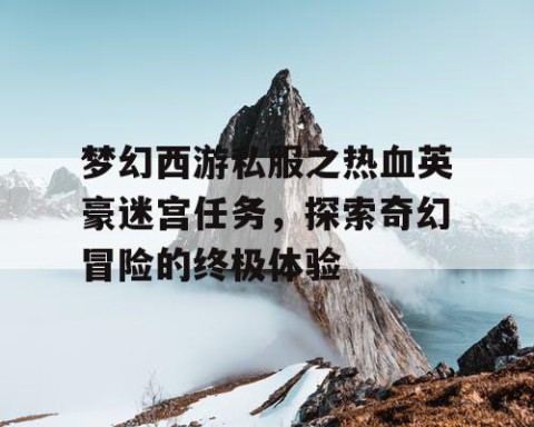 梦幻西游私服之热血英豪迷宫任务，探索奇幻冒险的终极体验