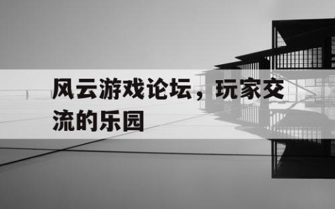 风云游戏论坛，玩家交流的乐园