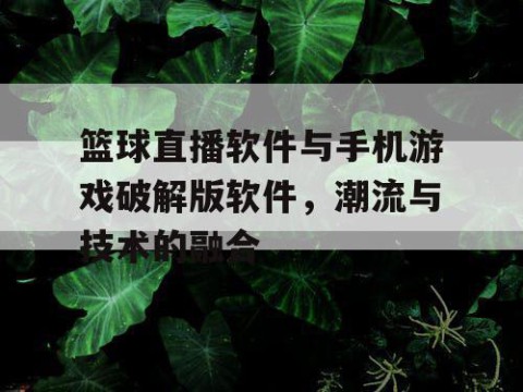 篮球直播软件与手机游戏破解版软件，潮流与技术的融合