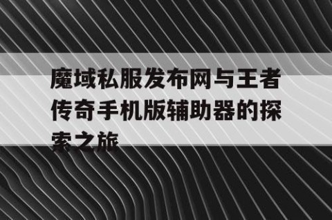 魔域私服发布网与王者传奇手机版辅助器的探索之旅