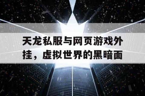 天龙私服与网页游戏外挂，虚拟世界的黑暗面
