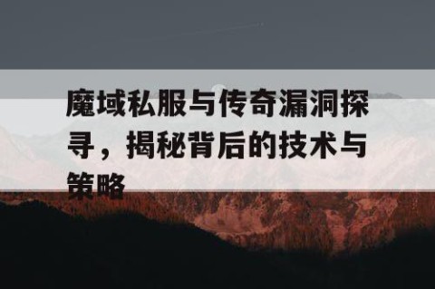 魔域私服与传奇漏洞探寻，揭秘背后的技术与策略