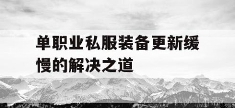 单职业私服装备更新缓慢的解决之道