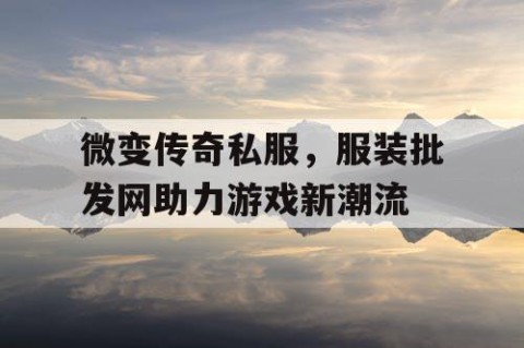 微变传奇私服，服装批发网助力游戏新潮流