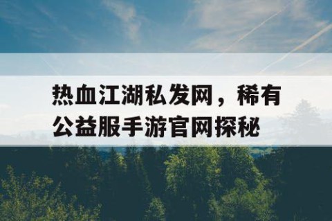 热血江湖私发网，稀有公益服手游官网探秘