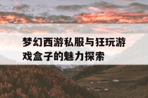 梦幻西游私服与狂玩游戏盒子的魅力探索