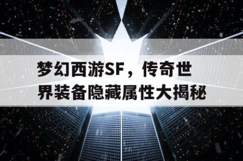梦幻西游SF，传奇世界装备隐藏属性大揭秘