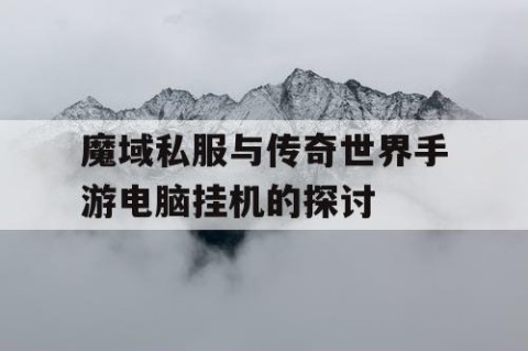 魔域私服与传奇世界手游电脑挂机的探讨