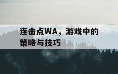 连击点WA，游戏中的策略与技巧