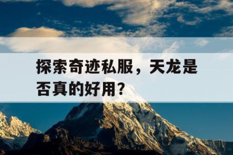 探索奇迹私服，天龙是否真的好用？