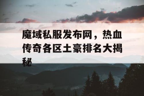 魔域私服发布网，热血传奇各区土豪排名大揭秘