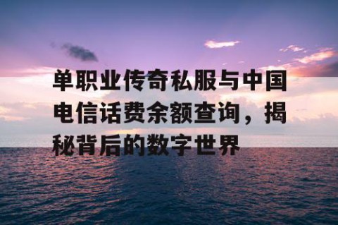 单职业传奇私服与中国电信话费余额查询，揭秘背后的数字世界