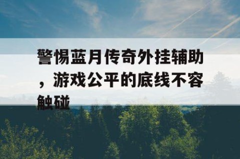 警惕蓝月传奇外挂辅助，游戏公平的底线不容触碰