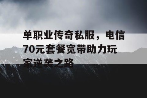 单职业传奇私服，电信70元套餐宽带助力玩家逆袭之路