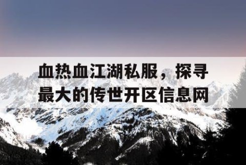 血热血江湖私服，探寻最大的传世开区信息网