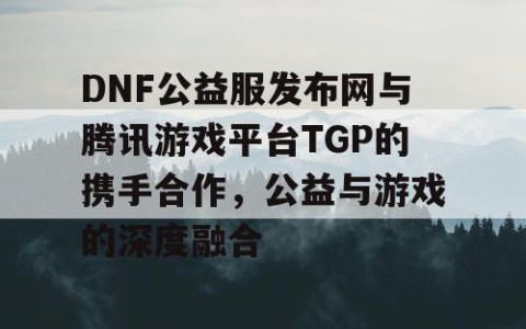 DNF公益服发布网与腾讯游戏平台TGP的携手合作，公益与游戏的深度融合