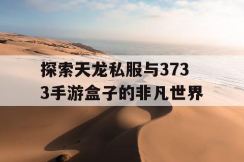 探索天龙私服与3733手游盒子的非凡世界