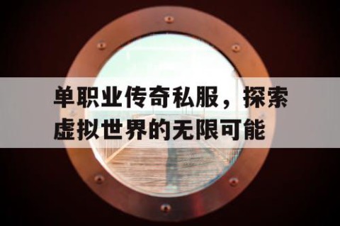 单职业传奇私服，探索虚拟世界的无限可能