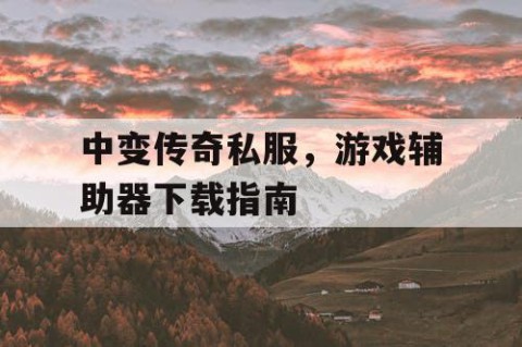 中变传奇私服，游戏辅助器下载指南
