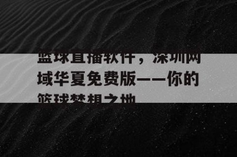 篮球直播软件,深圳网域华夏免费版——你的篮球梦想之地