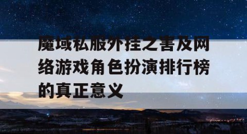 魔域私服外挂之害及网络游戏角色扮演排行榜的真正意义
