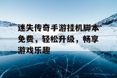 迷失传奇手游挂机脚本免费，轻松升级，畅享游戏乐趣