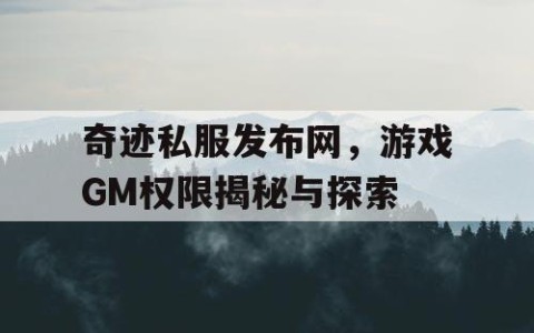 奇迹私服发布网，游戏GM权限揭秘与探索