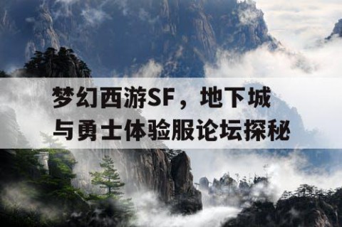 梦幻西游SF，地下城与勇士体验服论坛探秘