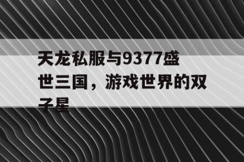 天龙私服与9377盛世三国，游戏世界的双子星