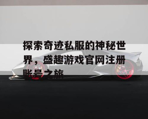 探索奇迹私服的神秘世界，盛趣游戏官网注册账号之旅