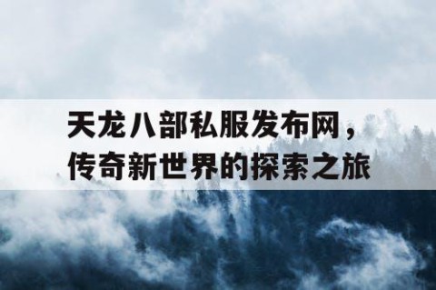 天龙八部私服发布网，传奇新世界的探索之旅