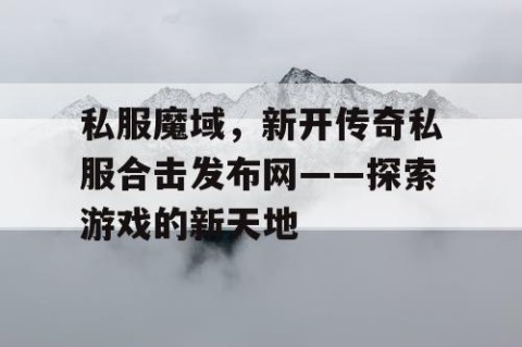 私服魔域，新开传奇私服合击发布网——探索游戏的新天地